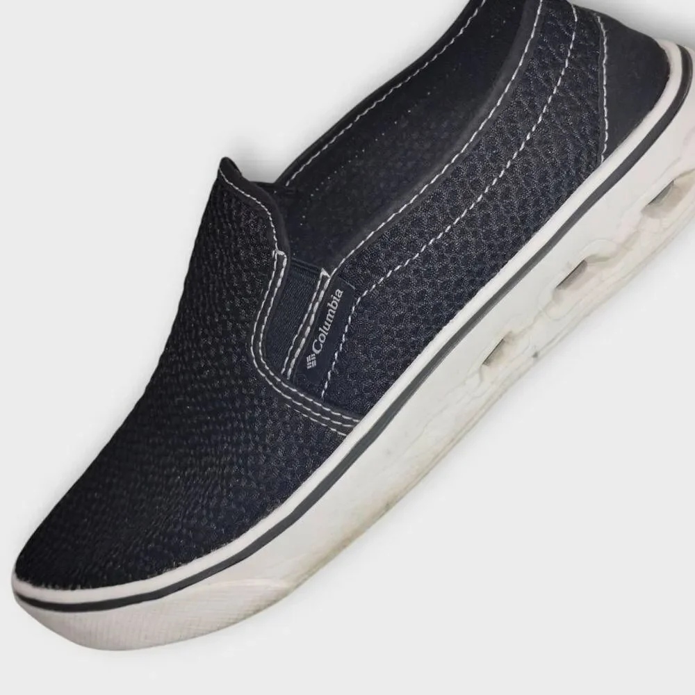 Columbia Mens Shoes Sz 9.5 Black Fabric Slip Ons Comfort Casual Preppy Fisherman